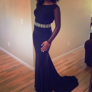 Black, Long-sleeved Evening Gown